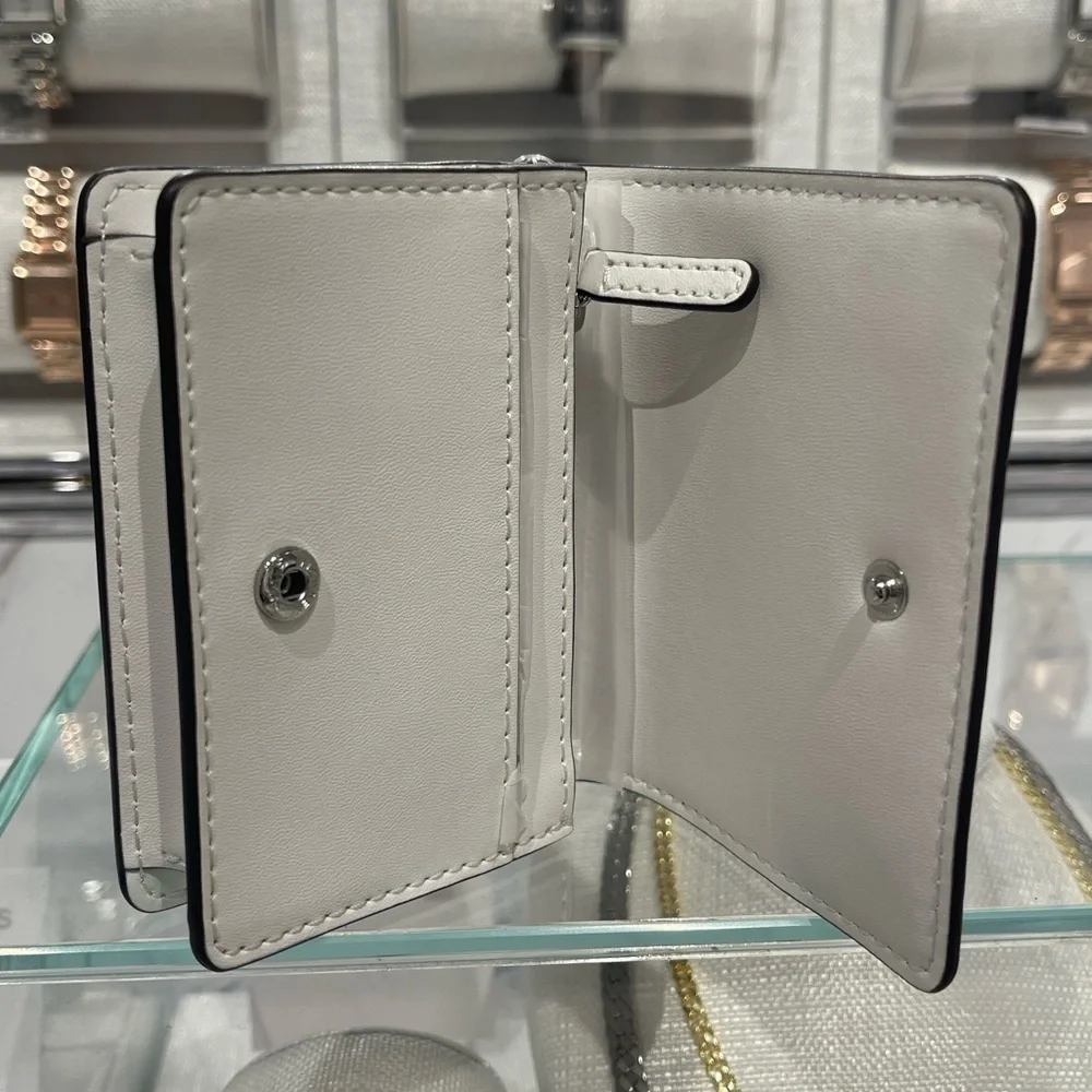 MICHAEL KORS Carson Small Pebbled Leather Wallet Optic White NWT